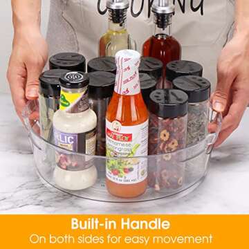 URALFA 2-Pack Lazy Susan Cabinet Organizer, Plastic Lazy Susan Turntable, 11" Rotating Round Lazy Susan Spice Rack Organizer for Pantry, Countertop, Clear