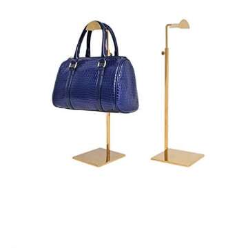 Greneric 2 Pack Metal Adjustable Handbag Display Stand Holder Hanging Bag Rack for Retail Store Wind...