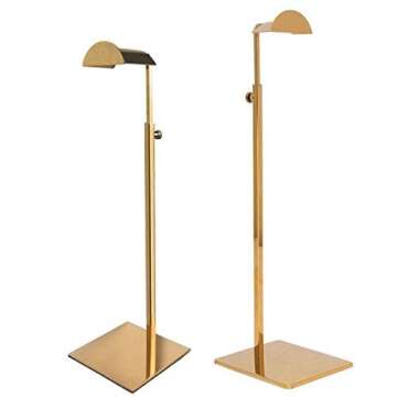 Greneric 2 Pack Metal Adjustable Handbag Display Stand Holder Hanging Bag Rack for Retail Store Windows Tabletop Display Props Shelves Organizer Storage for Home (Titanium)