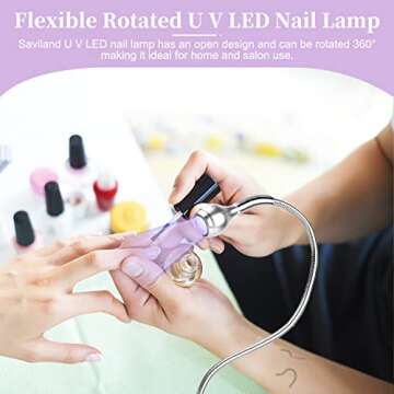 Saviland Mini Nail LED Lamp – Flexible Rotatable USB Quickly Nail Dryer Gel X Lamp for Nails with ...