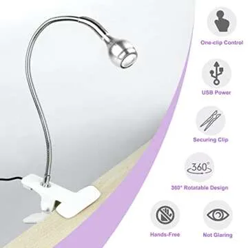 Saviland Mini Nail LED Lamp – Flexible Rotatable USB Quickly Nail Dryer Gel X Lamp for Nails with Securing Clip Led Light for Nails for Curing Gel Polish U V Nail Gels Manicure DIY