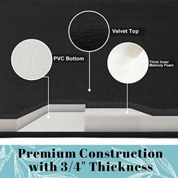 SONORO KATE Rugs, Ultra Absorbent & Non-Slip Memory Foam Bath Rugs, Machine Washable, Soft Velvet Bath Mats，Easier to Dry for Bathroom Floor (17"×24", Black)