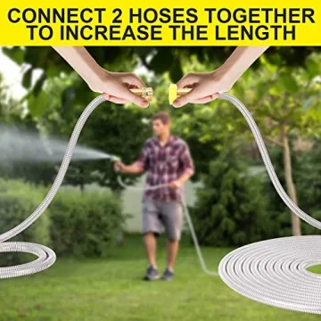 FOXEASE 50FT Metal Garden Hose - Lightweight & Durable