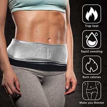 Geyoga Waist Trimmer Sweat Waist Trainer Wrap Stomach Wraps for Women Bodybuilding (Silver Inner,S)
