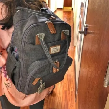 RUVALINO Diaper Bag Backpack, Multifunction Travel Pack Maternity Baby Changing Bags, Large Capacity, Waterproof, Dark Gray