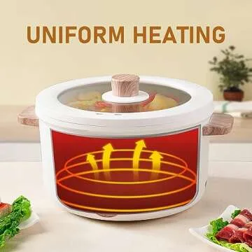 Naibsan Electric Pot with Handle, 2.5L Multifunction Electric Cooker for Shabu-Shabu, Noodles, Pasta, 800W Rapid Non-Stick Frying Pan for Sauté, Portable Ramen Pot for Dorm & Office