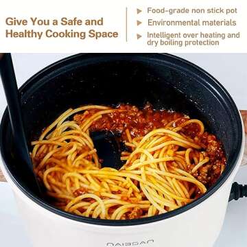 Naibsan Electric Pot with Handle, 2.5L Multifunction Electric Cooker for Shabu-Shabu, Noodles, Pasta, 800W Rapid Non-Stick Frying Pan for Sauté, Portable Ramen Pot for Dorm & Office