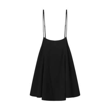 YOINS Women's Suspender Skirts Basic High Waist Versatile Flared Skater Skirt A-Black M