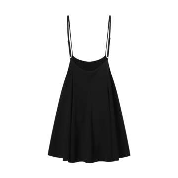 YOINS Women's Suspender Skirts Basic High Waist Versatile Flared Skater Skirt A-Black M