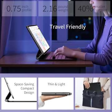 riwezox Magic Keyboard Case for iPad Air 13 (M3 2025 / M2 2024)& iPad Pro 12.9 (6th, 5th, 4th, 3rd Gen), Magnetic Floating Stand, 2.16lbs Slim Trackpad Keyboard with Backlit Keys -Travel Friendly
