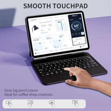 riwezox Magic Keyboard Case for iPad Air 13 (M3 2025 / M2 2024)& iPad Pro 12.9 (6th, 5th, 4th, 3rd Gen), Magnetic Floating Stand, 2.16lbs Slim Trackpad Keyboard with Backlit Keys -Travel Friendly