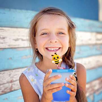 24 Bee Party Favors Bee Sunflower Honey Drinking Straws Goodie Gifts for Kids Birthday Party Supplie...