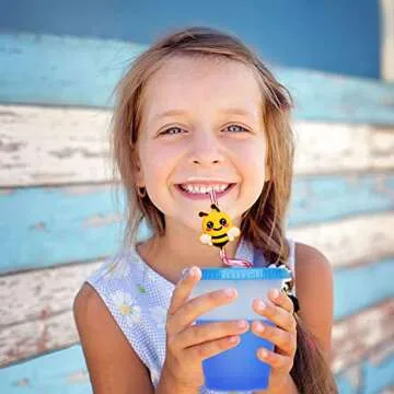 24 Bee Party Favors Bee Sunflower Honey Drinking Straws Goodie Gifts for Kids Birthday Party Supplie...