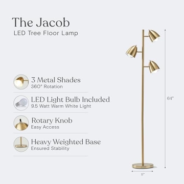 Brightech Jacob LED Standing Lamp - Modern Adjustable Floor Lighting