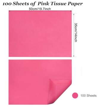 Undemouc Pink Tissue Paper - 100 Sheets 20x14 for Wrapping