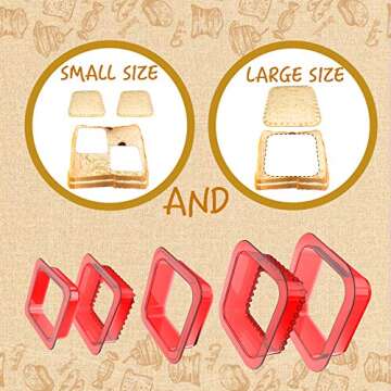 Tribe Glare 5 pcs of 2 sets Bread Sandwich Maker mold-Uncrustables Sandwich Cutter for Kids - Sandwich Cutter Sealer and DIY cookie cutter Lunch Lunchbox and Bento Box of Childrens Boys Girls (Red-sq)