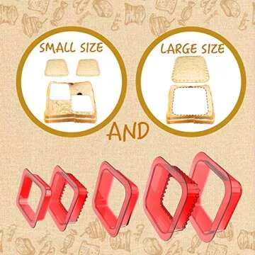 Tribe Glare 5 pcs of 2 sets Bread Sandwich Maker mold-Uncrustables Sandwich Cutter for Kids - Sandwich Cutter Sealer and DIY cookie cutter Lunch Lunchbox and Bento Box of Childrens Boys Girls (Red-sq)