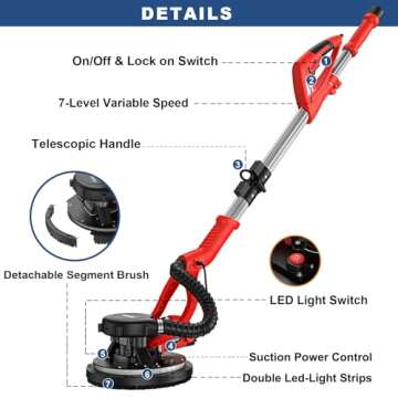 FOINCEF Drywall Sander 950W with Dust Collection System