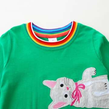 Bumeex Girl's Long Sleeve Cotton Christmas Dress