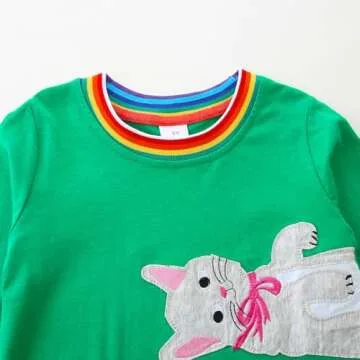 Bumeex Girl's Long Sleeve Cotton Christmas Dress