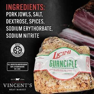 Premium Licini Guanciale Cured Pork Jowls - 12 oz