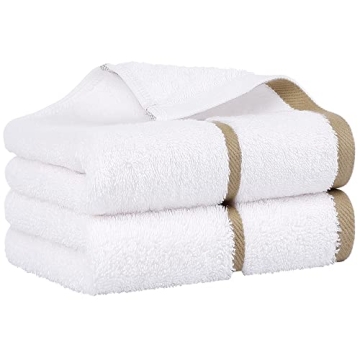 PiccoCasa Set of 2, 750 GSM Luxury White Hand Towels - Oversized 16x30 Inch Cotton Ring Spun Face To...