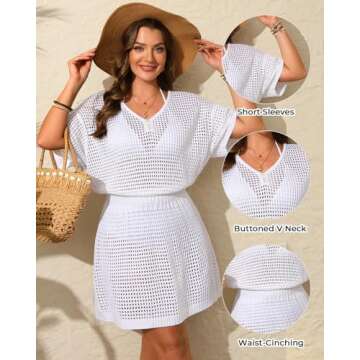 Aqua Eve Plus Size Swimsuit Cover Up Crochet Beach Dress