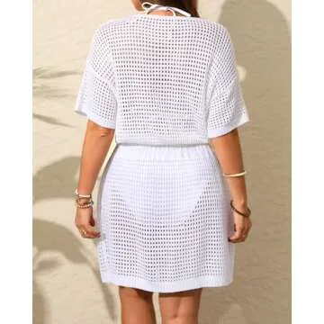 Aqua Eve Plus Size Swimsuit Cover Up Crochet Beach Dress
