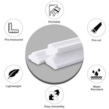 Pangda 3 Set Peel and Stick Wall Molding Kit, Premade Accent Molding Wainscoting Panel for Interior Wall Moulding Decor, Ready to Assemble Wainscoting Accent Panel (54 x 24 in)