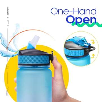 Giotto 32oz Large Leakproof BPA Free Drinking Water Bottle with Time Marker & Straw to Ensure You Drink Enough Water Throughout The Day for Fitness and Outdoor Enthusiasts-Ombre Navy Green