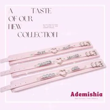 ADEMISHIA Pink Furry Heart O-ring Leather Choker Collar For Women, Handmade Punk Gothic Letter Necklace Adjustable Fashion Jewerly