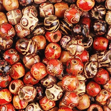 JPSOR 300pcs 12mm Painted Wooden Hair Beads for DIY Craft Projects and Jewelry Making