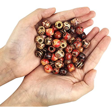 JPSOR 300pcs Painted Wooden Hair Beads for Crafts