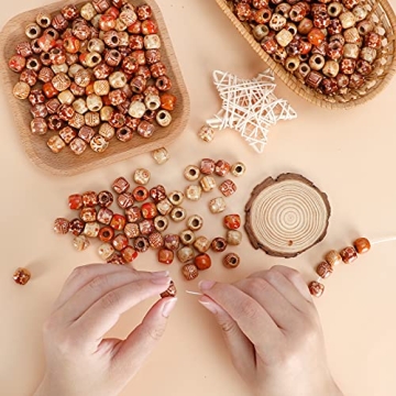 JPSOR 300pcs Painted Wooden Hair Beads for Crafts