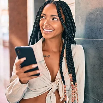 JPSOR 300pcs Painted Wooden Hair Beads for Crafts