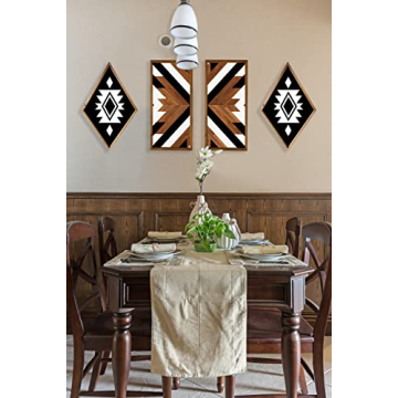 flangairy Aztec Wall Decor Southwestern Modern Geometric Wall Art Farmhouse Boho Living Room Wall Ar...