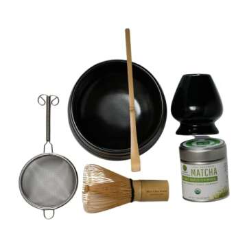 Dr. Weil Matcha Kari - Complete Tea Set - Black - Japanese Ceremonial Organic Matcha with Whisk and ...