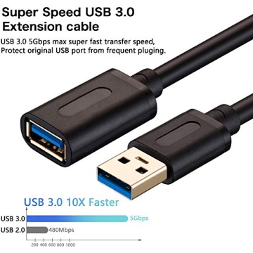 High-Speed Tan QY USB 3.0 Extension Cable 25Ft