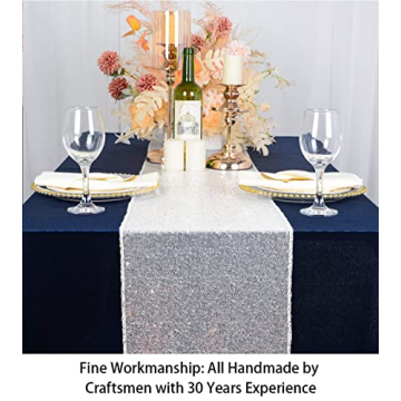 ShiDianYi 12x72-Inch Silver Sequin Table Runner