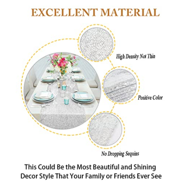 ShiDianYi 12x72-Inch Silver Sequin Table Runner