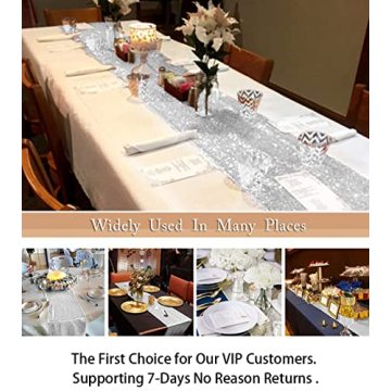 ShiDianYi 12x72-Inch Silver Sequin Table Runner