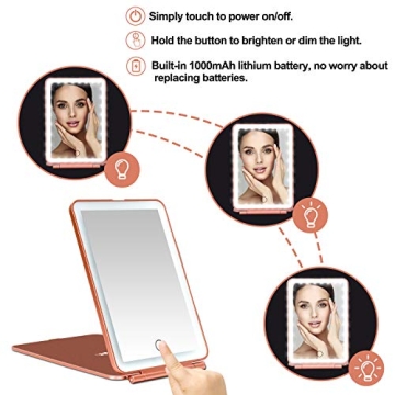 Compact Rechargeable LED Travel Makeup Mirror: Bright & Portable
