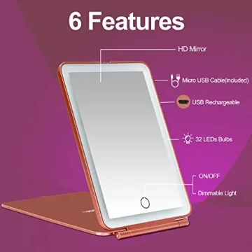 Compact Rechargeable LED Travel Makeup Mirror: Bright & Portable