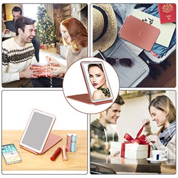 Compact Rechargeable LED Travel Makeup Mirror: Bright & Portable