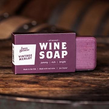 Swag Brewery Vintage Merlot WINE SOAP | Great Gift for Women, Birthdays, Wives, Men, and All Wine Lovers | All Natural + Made in USA | Funny Bath and Relaxation Accessories