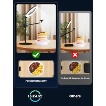 LUXSURE Ring Light for Desk with Stand,Overhead Camera/Phone Mount with 10.5" Ring Lights for iPhone,Phone Tripod with Light Adjustable Lighting for Video Recording,Cooking,Live Stream,Content Creator