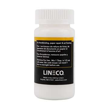 LINECO Neutral pH Methyl Cellulose Adhesive 1.5 Oz, Acid-Free All-Purpose Glue, Quick Drying and Cle...