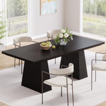 Tribesigns 63-Inch Modern Black Dining Table for 4-6, Sturdy Tapered Legs