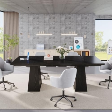 Modern Black Dining Table for 4-6 with Sturdy Tapered Legs