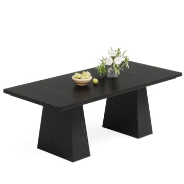 Modern Black Dining Table for 4-6 with Sturdy Tapered Legs